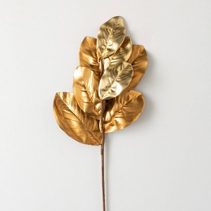 28"H Sullivans Artificial Christmas Metallic Gold Magnolia Pick, Indoor Christmas Decor - 1 of 3