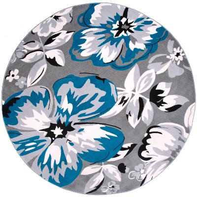 World Rug Gallery Modern Floral Design Blue 6'6