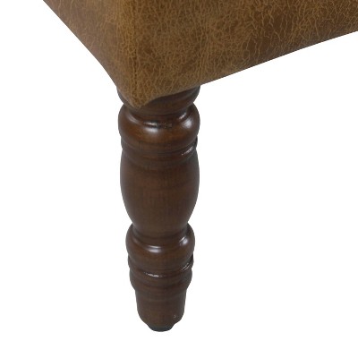 Classic Tufted Medium Bench in Light Brown Vegan Leather