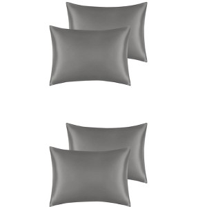 Unique Bargains Standard Breathable Satin Solid Envelope Closure Pillowcase 4 Pcs - 1 of 4