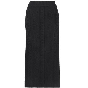 INSPIRE CHIC Women's Ribbed Elastic High Waist Stretchy Pencil Casual Sweater Midi Skirt - 1 of 4