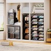 Simple Trending 8 Tier Shoe Storage 48 Pairs Shoe Rack with Door, Space Saving Shoe Cabinet with Hooks, Covers, Black - 2 of 4