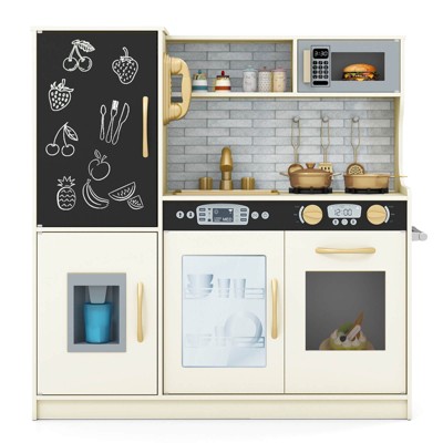 Safstar Kid's Pretend Play Kitchen Toddler Kitchen Playset w/ Blackboard Green