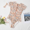Women's Floral Short Sleeve Rash Guard Zipper Front One Piece Swimsuit - Cupshe - 3 of 4