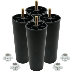 Aoibox 4Pcs 8 Inch Round Tapered Plastic Sofa Legs with M8 Bolts for Furniture Replacement Mid Century Style Black - 1 of 4