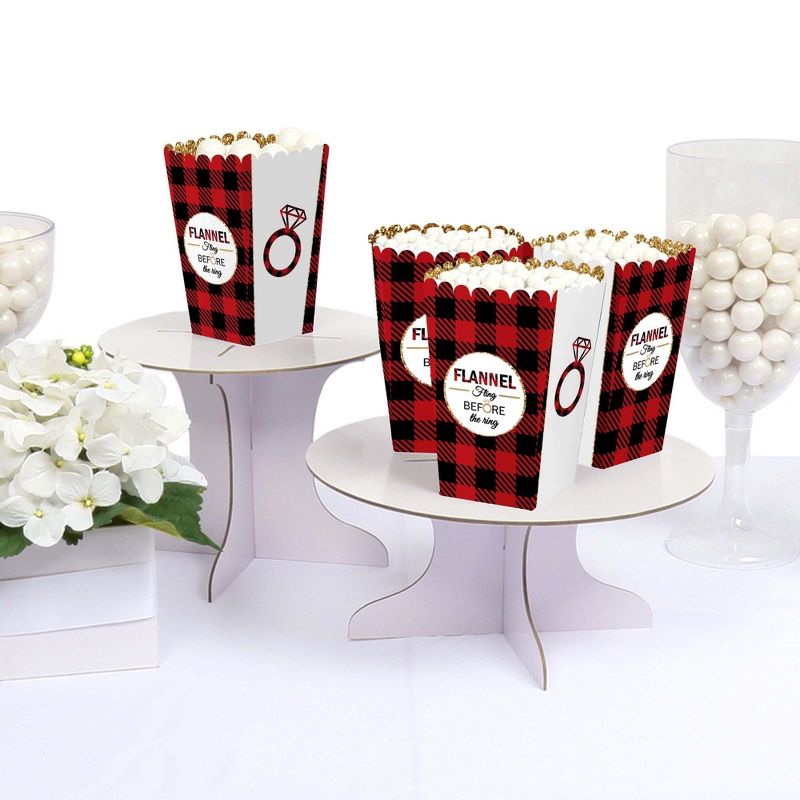 Big Dot of Happiness Flannel Fling Before the Ring - Buffalo Plaid Bachelorette Party Favor Popcorn Treat Boxes - Set of 12, 3 of 6