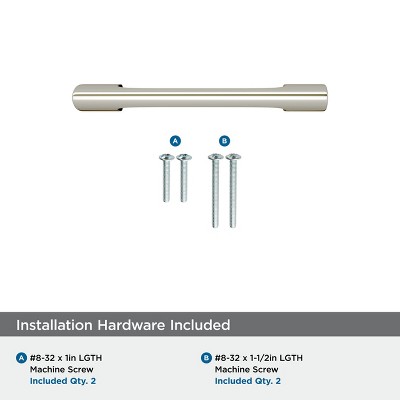 Polished Nickel Modern Cabinet Drawer Pull with Mounting Hardware