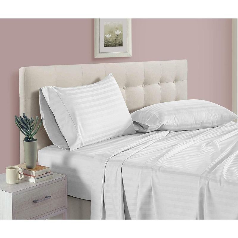 Noble House Easy Care 1800 Embossed 6pc Wrinkle Resistant  Super Soft Sheet Set With 18" Deep Pockets, 3 of 5