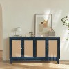 Rattan Sideboard Buffet Cabinet with 4 Rattan Doors, Adjustable Shelves, Storage Modern Storage Cabinet, Cupboard Console Table - 2 of 4