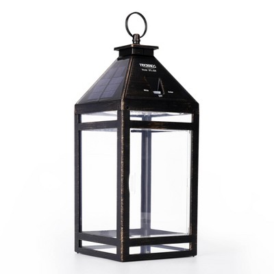 14" White Solar LED Lantern Sconce with Clear Panels
