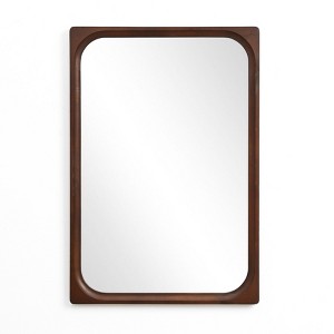 LuxenHome Rubberwood Frame Rectangle 35-Inch Tall Wall Mirror, Accent and Vanity Brown - 1 of 4