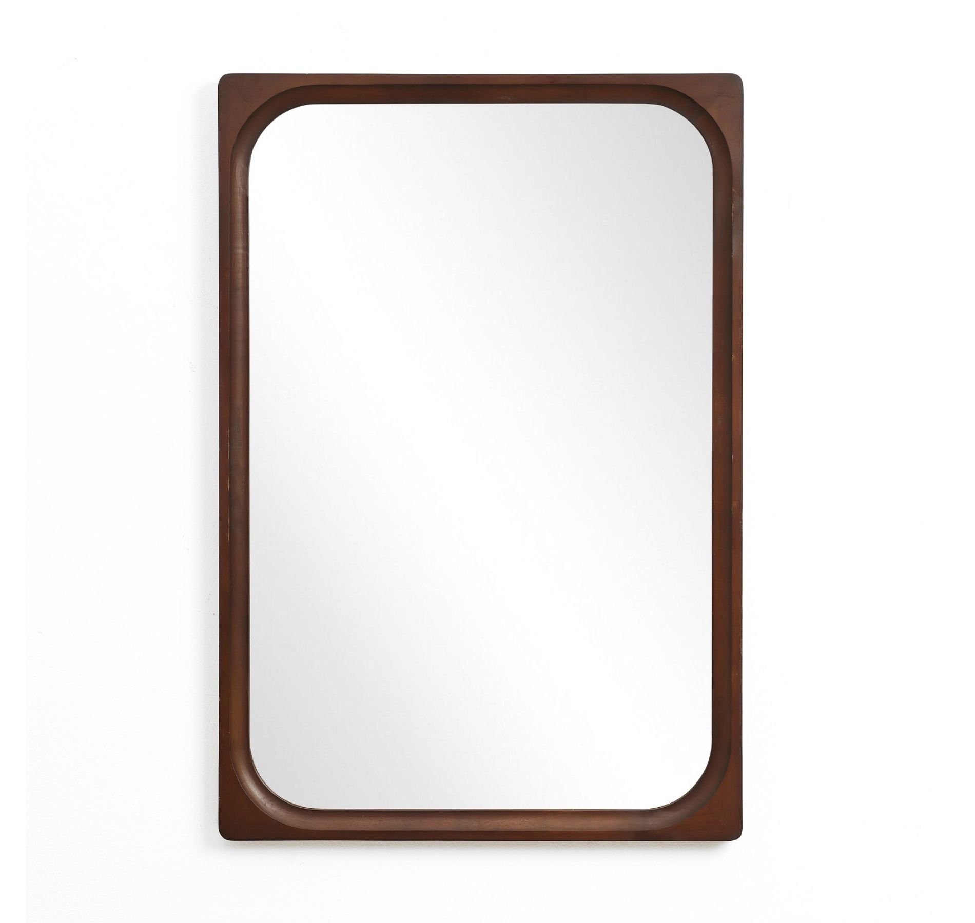 LuxenHome Rubberwood Frame Rectangle 35-Inch Tall Wall Mirror, Accent and Vanity Brown