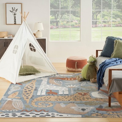 Astra Multicolor Safari Animals Kids Rug 7'10" x 10' Synthetic