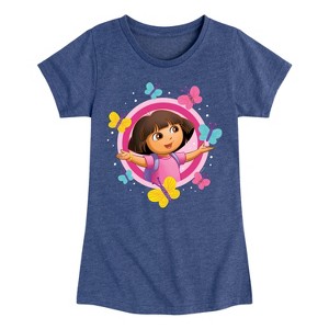 Girls' - Dora the Explorer - Butterflies Fitted Short Sleeve Graphic T-Shirt - 1 of 3