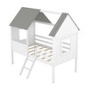 Okak Twin Size Solid Wood House-Shaped Loft Bed with Ladder & Two Side Windows,Modern Bed Frame for Kids Room,Bedroom - 3 of 4