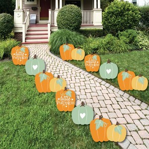 Big Dot of Happiness Little Pumpkin - Lawn Decorations - Outdoor Fall Birthday Party or Baby Shower Yard Decorations - 10 Piece - 1 of 4