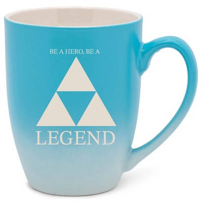 100 North Three Scales 10 Ounce Blue and White Two Toned Ombre, Comfortably Fits Your Hands, Ceramic Tea Coffee Cup Mug, Be A Hero, Be A Legend