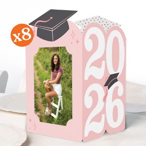 Big Dot of Happiness Rose Gold 2026 Graduation Photo Holder Centerpieces, 4x6 Picture Display Box, Table Decoration Centerpiece for Pink Grad Party - 1 of 4