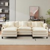 112.2" U-Shaped Sectional Cloud Couch, Modular Sectional Couches Sofa  with Movable Ottoman, 3-Seater Chenille Deep Seat Cloud Sofa  , Beige - 3 of 4