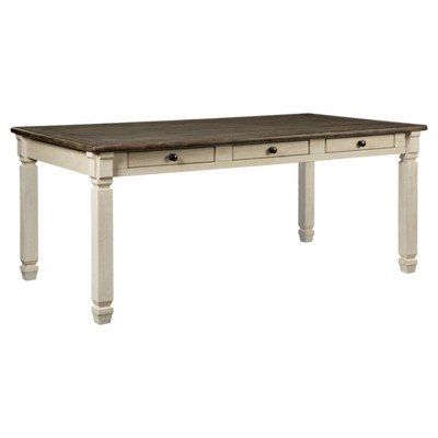 Dining Table Cream - Signature Design by Ashley: Farmhouse Style, 6 Drawers, Rustic Plank Top