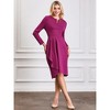 Hobemty Women's Faux Wrap Ruffle V Neck Pleated Front Wear to Work Pencil Dress - 2 of 4
