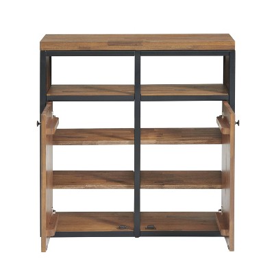 Lloyd 31" Wide Rustic Industrial Metal Frame Shoe Storage Cabinet
