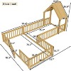 Sapphtopaz Wooden House Floor Bed Frame for Kids with Roof & Guardrails Double Platform Bed for Kids Bedroom, Playroom, Nursery - 2 of 4