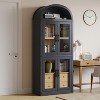 Arched Pantry Cabinet with Doors 71.4in Tall Wood Bookcase with 2 Drawers Farmhouse Kitchen Cupboard Modern Display Storage Cabinet - 3 of 4