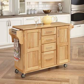 Breakfast Bar Kitchen Cart with Wood Top Natural - Home Styles
