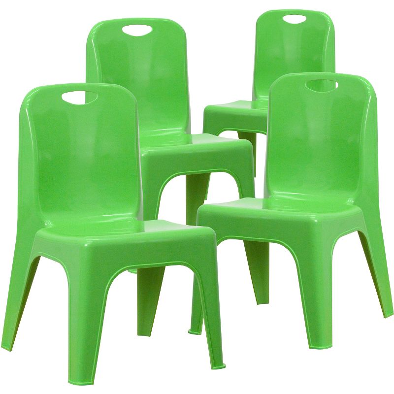 Emma and Oliver 4 Pack Plastic Stack School Chair with Carrying Handle and 11" Seat Height, 1 of 11