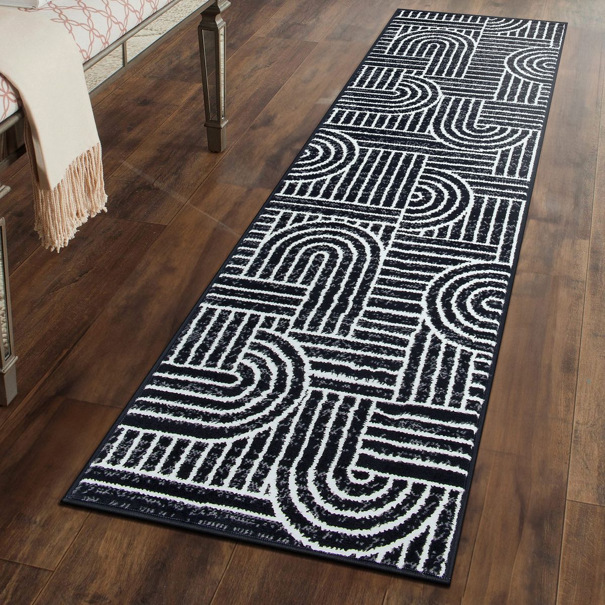 World Rug Gallery Contemporary Stripe Arch Design Area Rug: Stain & Fade-Resistant, Low Pile, Pet Friendly - thumbnail 2