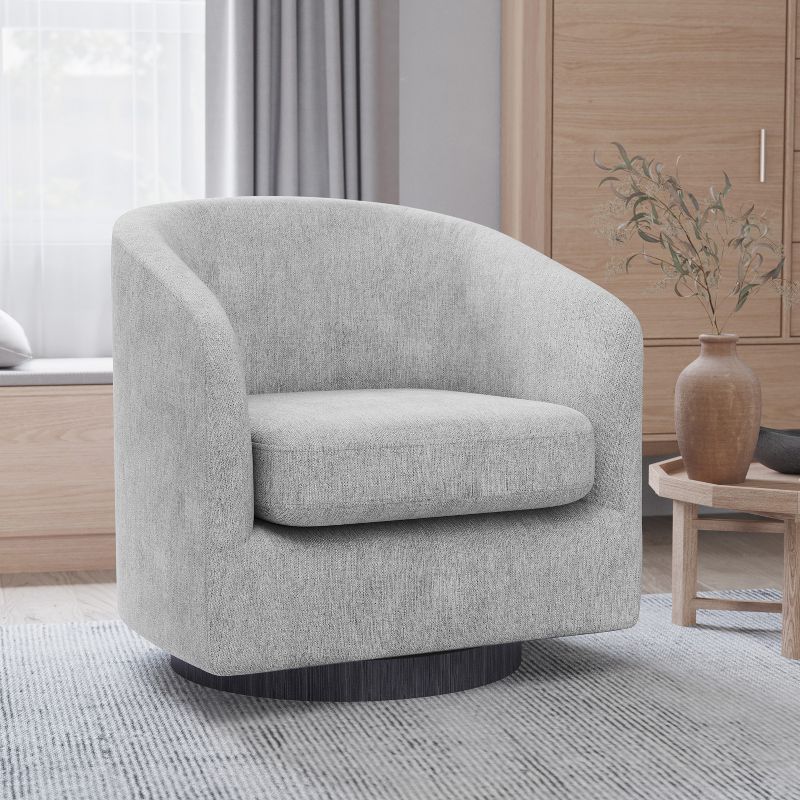 Merrick Lane Upholstered Club Style Barrel Chair with Sloped Armrests and 360 Degree Swivel Base in a Vinyl Wrap, 2 of 14