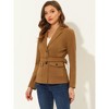 INSPIRE CHIC Women's Faux Suede Belted Lapel Single Breasted Work Outwear Blazer - 3 of 4