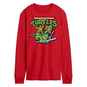 Men's - Teenage Mutant Ninja Turtles - Gaming Group And Logo Long Sleeve Graphic T-Shirt - 1 of 3