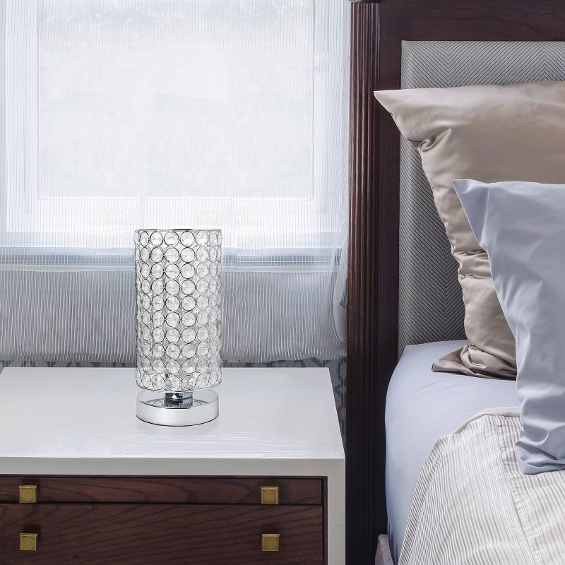 Elipse Crystal Bedside Nightstand Cylindrical Uplight Table Lamp Chrome - Elegant Designs, 5 of 10