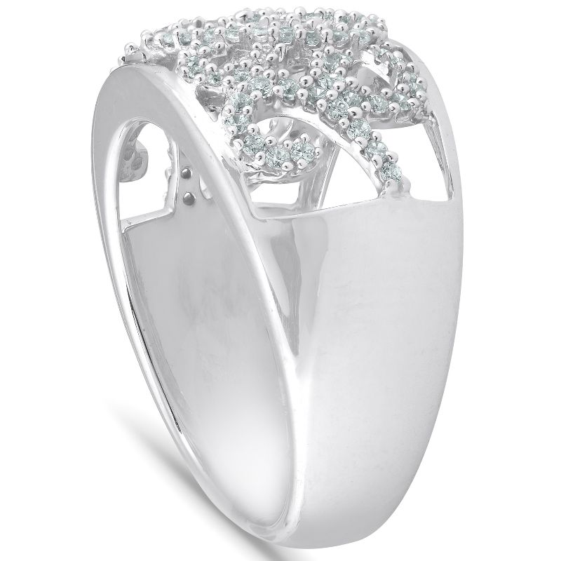 Pompeii3 1/2 Ct Diamond Multi Row Wide Right Hand Cocktail Ring 10k White Gold, 2 of 6