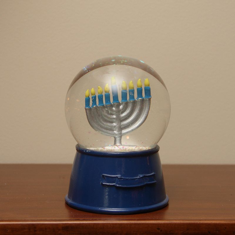 Northlight 5.5" Hanukkah Holiday Snow Globe Glitter Snow Globe with Menorah - Blue/Clear, 2 of 3