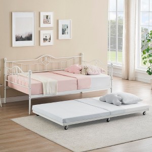 Garvee Twin Daybed with Trundle Bed,Metal Twin Day Bed Twin Size with Steel Slat Support, Sofa Bed for Living Room and Guest Room - 1 of 4