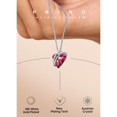 URECOVER Women Necklace Love Heart Pendant and Silver, Crystal Necklace Gift for Mom Wife Girlfriend