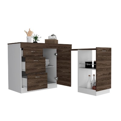 NicBex 3 Drawers Kitchen Island Cart with 1 Flexible Cabinet and 2 Shelves,Kitchen Island with Storage,Island Table for Kitchen