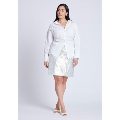 ELOQUII Women's Plus Size Sequin Mini Skirt