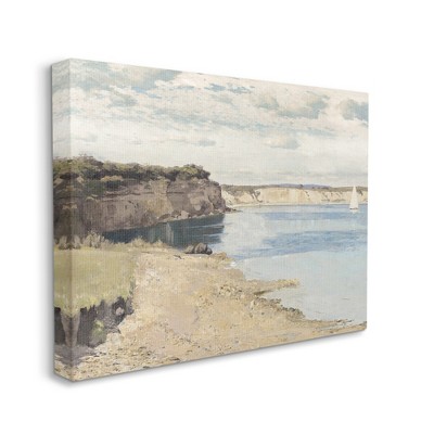 Stupell Industries Still Morning Oceanside Cliffs and a Sailboat Painting