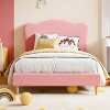 Twin Size Bed Frame with Adjustable Headboard, Boucle Upholstered Platform Bed for Kids, Strong Wood Slats, No Box Spring Needed - 2 of 4