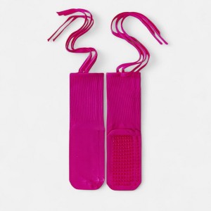 Anna-Kaci Women's 2-Pack Over-the-Calf Grip Socks with Ribbon Tie and Non-Slip Sole for Barre Pilates Yoga - 1 of 3