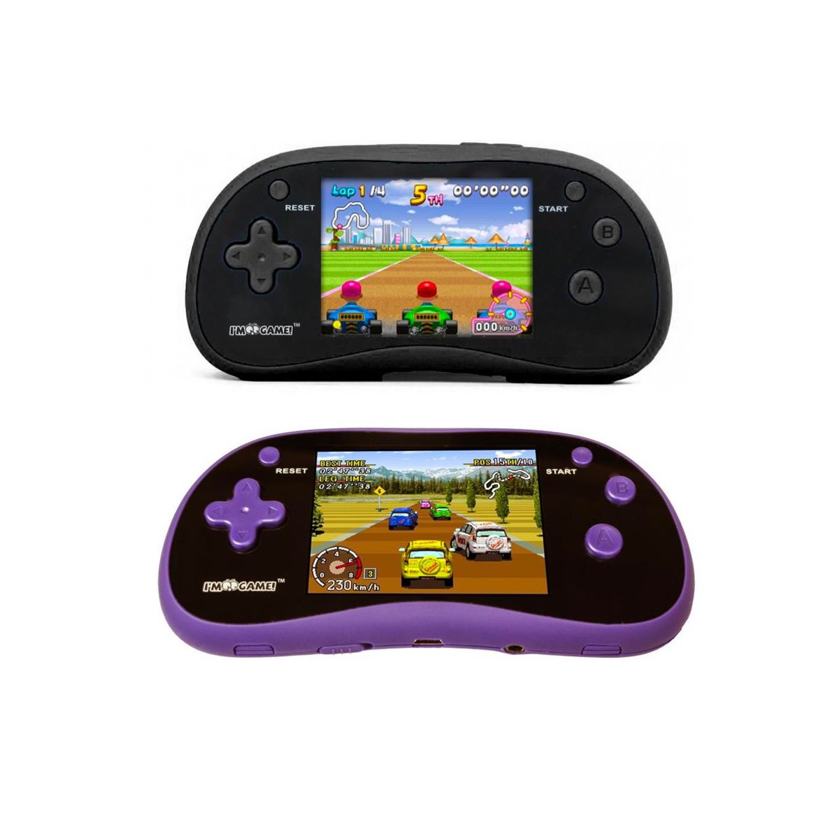 I'm Game 2-PACK Handheld Game Console with 180 Built-in Games (Purple and Black Bundle)