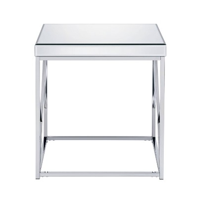Evelyn 23" Chrome Mirrored Glass Square End Table