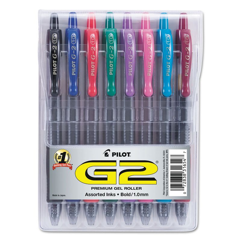 Pilot G2 Premium Retractable Gel Ink Pen Assorted Ink 1mm 8/Pack 31654, 1 of 9