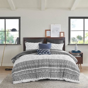 Gulches Full/Queen 3 Piece Cotton Duvet Cover Set with Chenille Tufting - 1 of 4