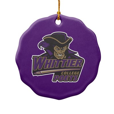 Whittier College Primary Logo Porcelain Scalloped Holiday Christmas Tree Ornament