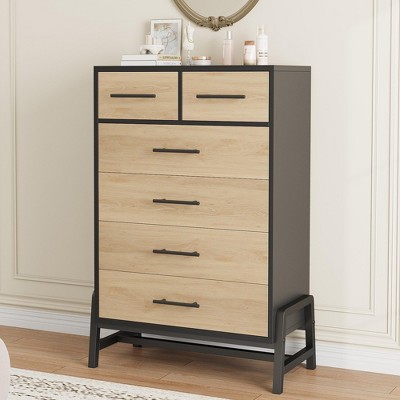 4+2 Dresser for Bedroom, 46.6" Tall Dresser, Tall Drawer with Storage Freestanding, Wooden Closet Storage Chest for Living Room